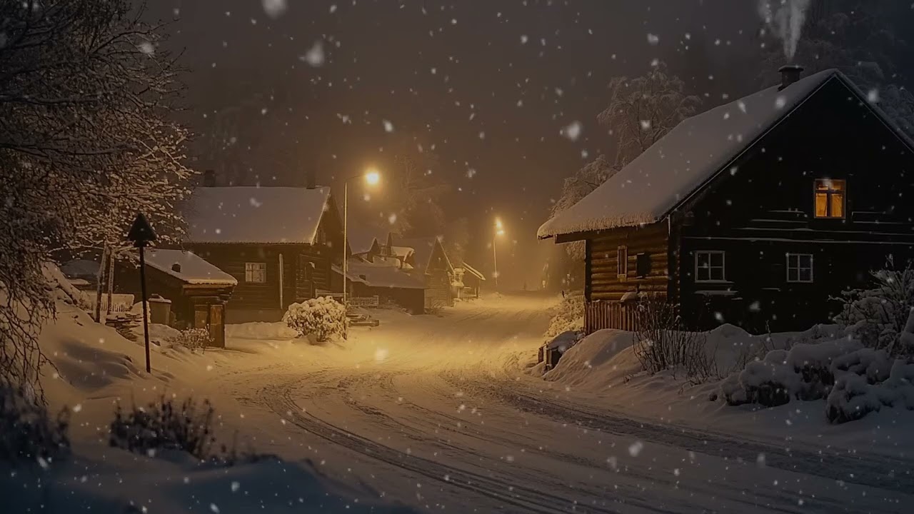 Frozen Night Calm | Dark Screen Snowfall & Soft Winds for Sleep