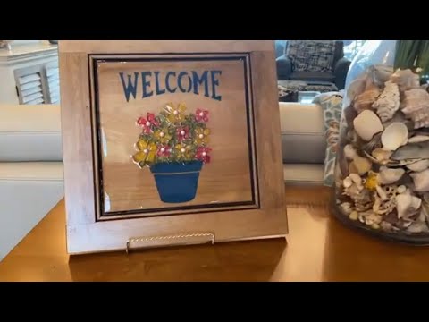 (FAUX) SEA GLASS, AND  ART RESIN, STENCILED FLOWER POT TUTORIAL, GUIDE. # ART RESIN. # BROKEN GLASS