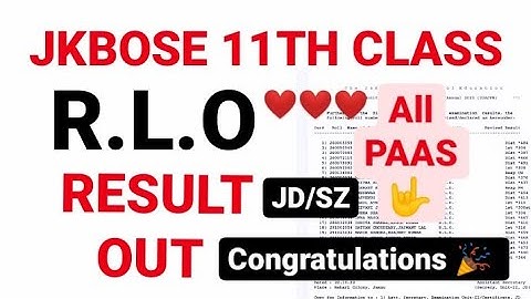 Jkbose 11th class RLO result out