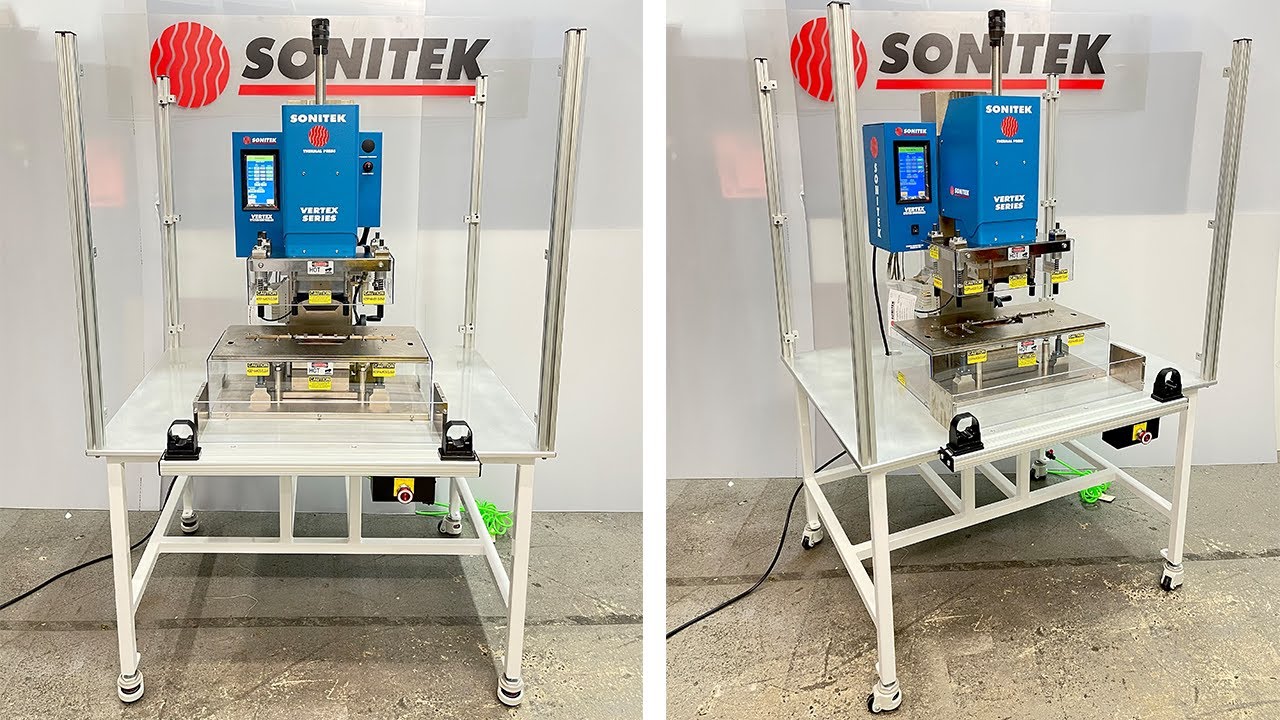 Sonitek Vertex Heat Staking Machine with work station stand YouTube