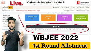 WBJEE 2022 1st Round Allotment Result Finally Published 😱