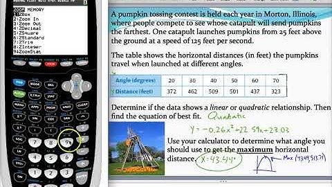 Making a linear/quadratic scatterplot and determining an equation of best fit 2