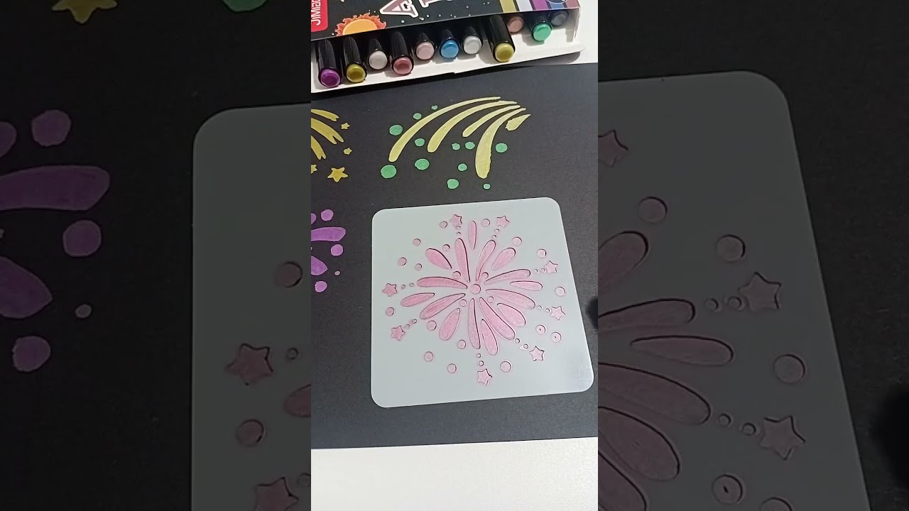 Painting Fireworks the Easy Way | Stencil TechniqueРисуем салют легко | Техника с трафаретом 