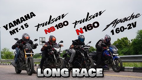 Pulsar N160 vs Pulsar NS160 BS7 vs Yamaha MT-15 vs Apache RTR 160 2V | Long Race | Quad Battle
