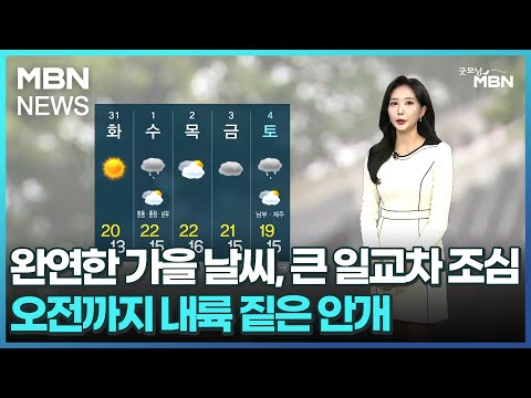 [날씨]완연한 가을 날씨, 큰 일교차 조심…오전까지 내륙 짙은 안개 [굿모닝 MBN]