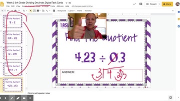 Week 2 5th Grade Dividing Decimals Digital Task Cards - Google Slides