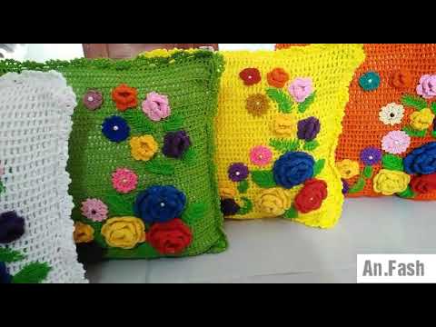  Sarung  bantal  rajutan  full bunga YouTube