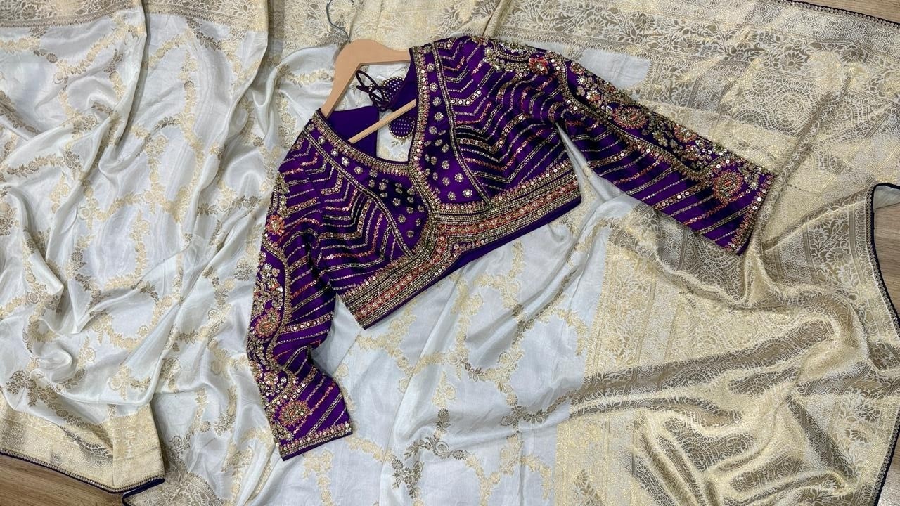Celebrity Readymade Blouse Saree | Beads Work, Handwork | Heavy Blouse Saree in Wholesale Rate