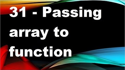 java tutorials urdu NFN 31 -  passing array to function