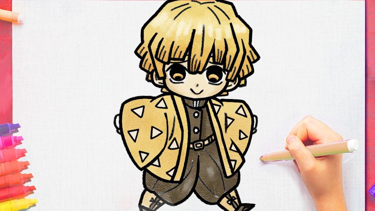 Como dibujar a Zenitsu paso a paso facil Chibi Kawaii - YouTube