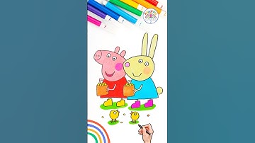 Peppa Pig Simple Drawing Tutorial | Draw Peppa Pig and Rebecca Easy🌈🐽 #peppapig #short #friends