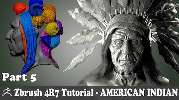 ZBRUSH 4R7 - AMERICAN INDIAN CHARACTER MODELING - FIBERMESH HAIR  -  PART 5
