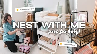 NEST WITH ME 🧺 | Bedside Nursery Cart \& Postpartum Basket Setup