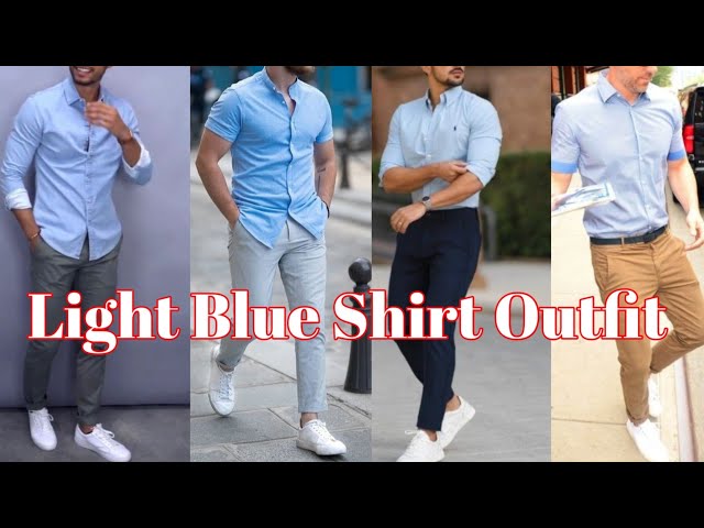 Light Blue Pant With Matching Shirt Ideas, Men Fashion