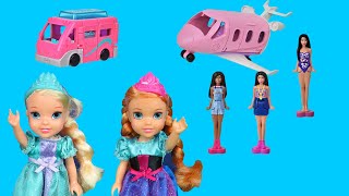 Mini Barbie Land dolls ! Elsa & Anna toddlers - fun playtime