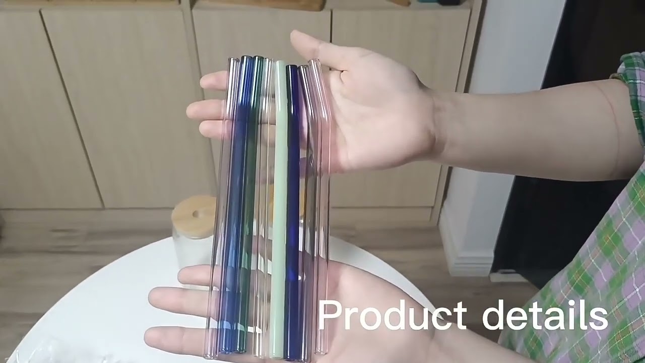 Custom Reusable Borosilicate Transparent Painted Drinking Glass Straw AIKSENT AC308