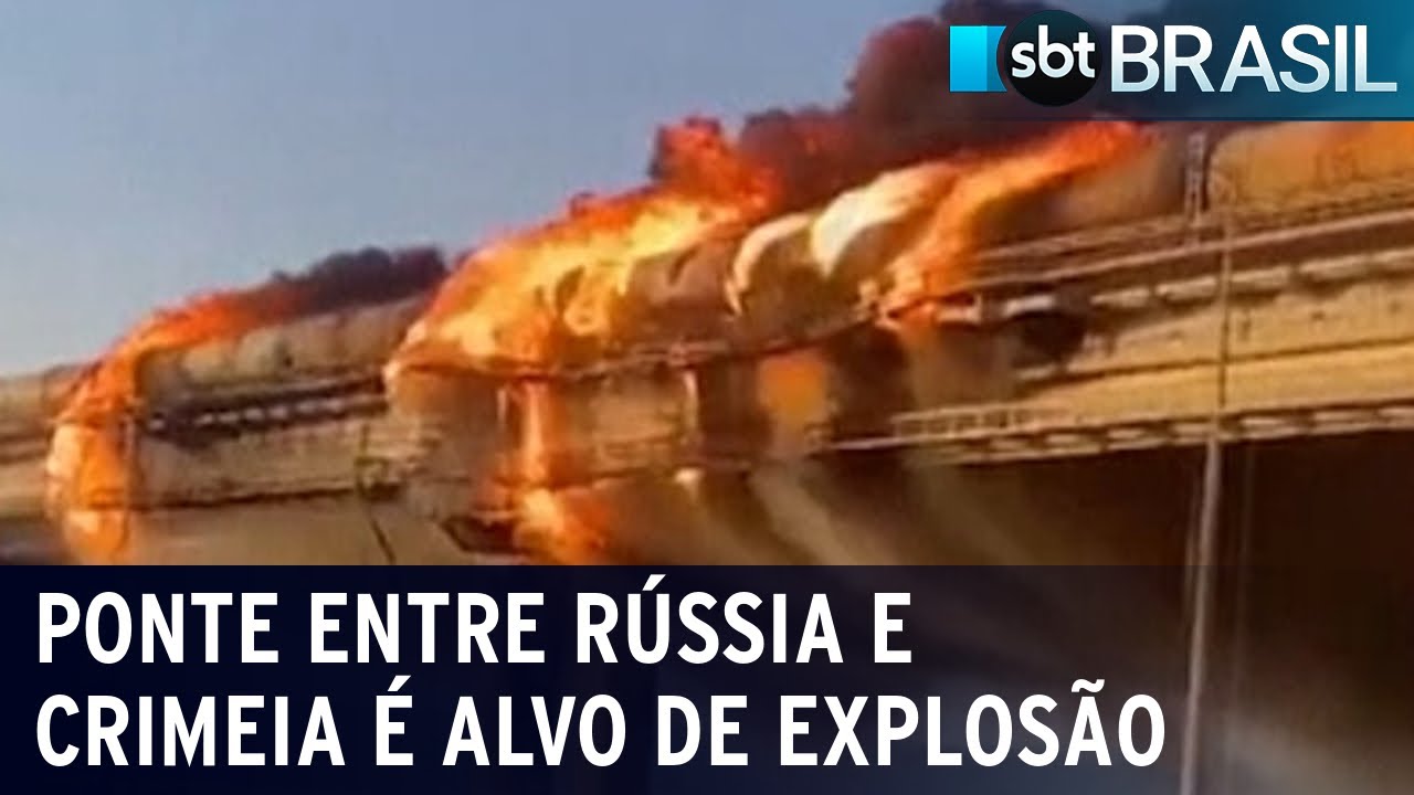 Rota de abastecimento, ponte entre Rússia e Crimeia é alvo de explosão | SBT Brasil (08/10/22)