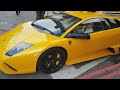 Millionaire comes out of HARRODS Car Park in his Lamborghini Murcielago with Wife holding Hot Drink!