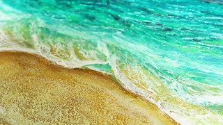 砂浜のエメラルドグリーン】#油彩画 #芸術 #油絵 #絵 #アート