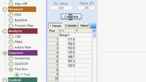 One Sample T Test in Six Sigma