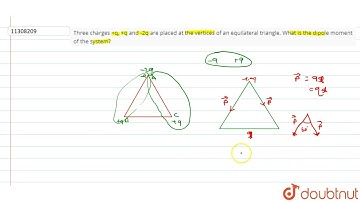 Three charges +q, +q and -2q are placed at the vertices of an equilareral triagle. What is the d...