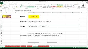 Función HEX.A.BIN Excel 2013: 202 de 448 HD
