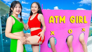 GREAT POOL ATM GIRL PRANK BATTLE NERF Dr AEGirl NERF GUNS  TEAM UNLUCKY - PRANK VTL