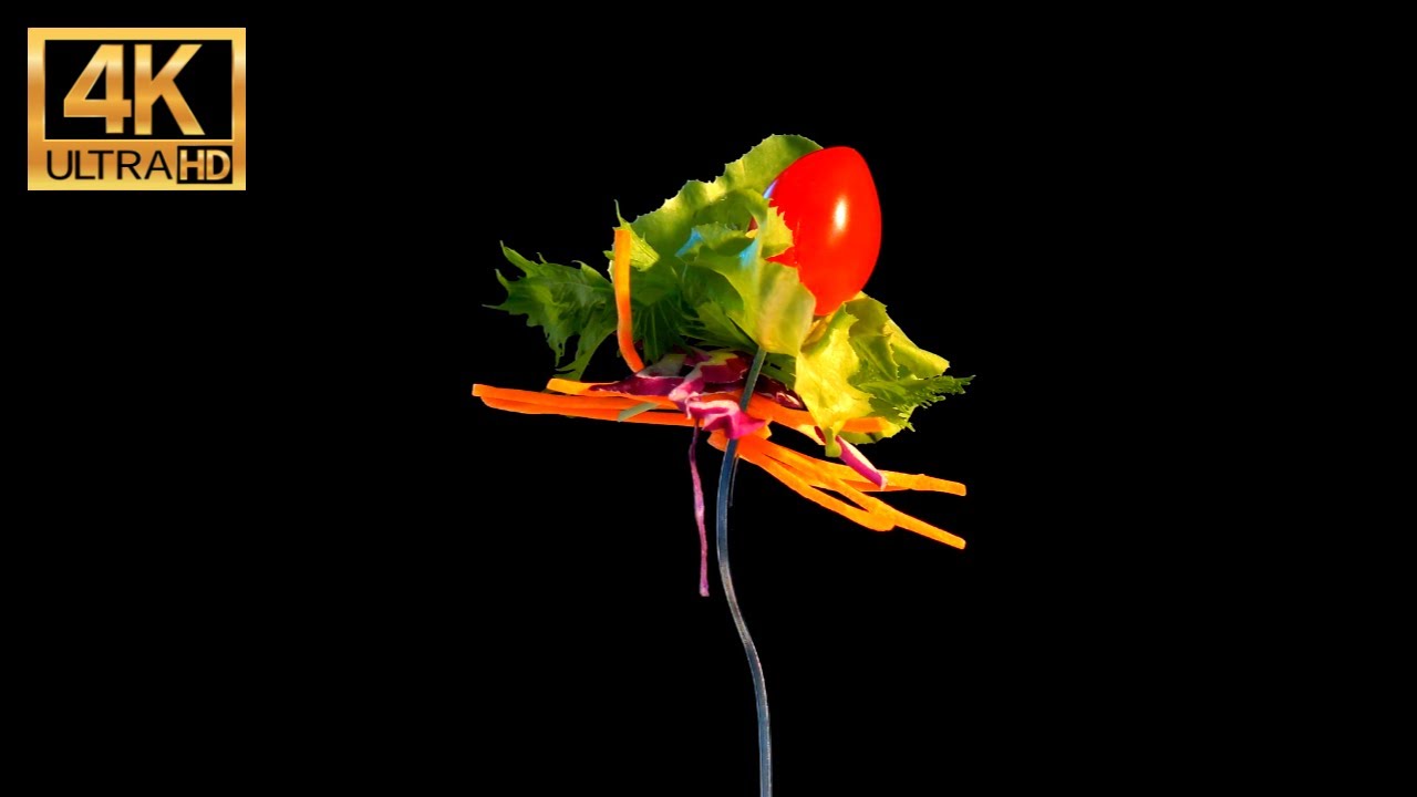 Vegetables Salad on Fork 4K | Backround Video | Loop Video | White noise