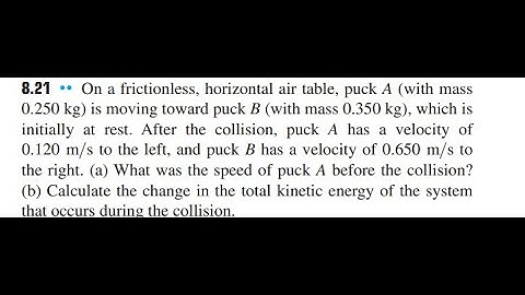 On a frictionless, horizontal air table, puck (with mass 0.250 is moving toward puck (with mass whic