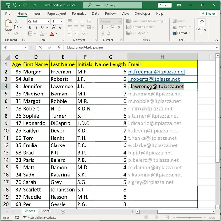 Create list of emails in excel shorts youtube