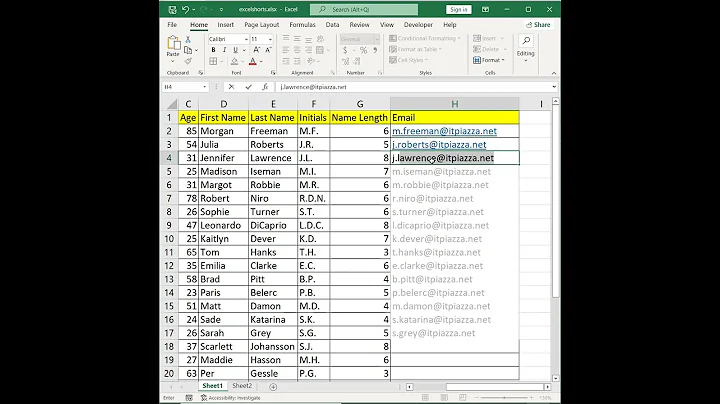 Create List of Emails in Excel 🔅 #shorts