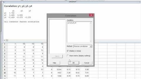 Minitab - Correlation Coefficients