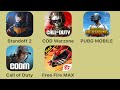 Standoff 2, Call of Duty Warzone Mobile, PUBG Mobile, Call of Duty Mobile, Free Fire MAX
