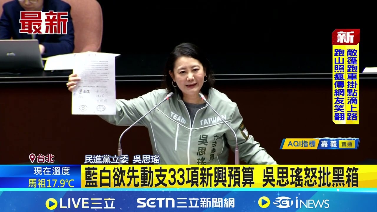 總預算拆包逕付二讀! 吳思瑤轟藍白:薪水小偷 藍白欲先動支33項新興預算 吳思瑤怒批黑箱│ 記者 王郁蓁 黃澄柏│新聞一把抓20260116│三立新聞台