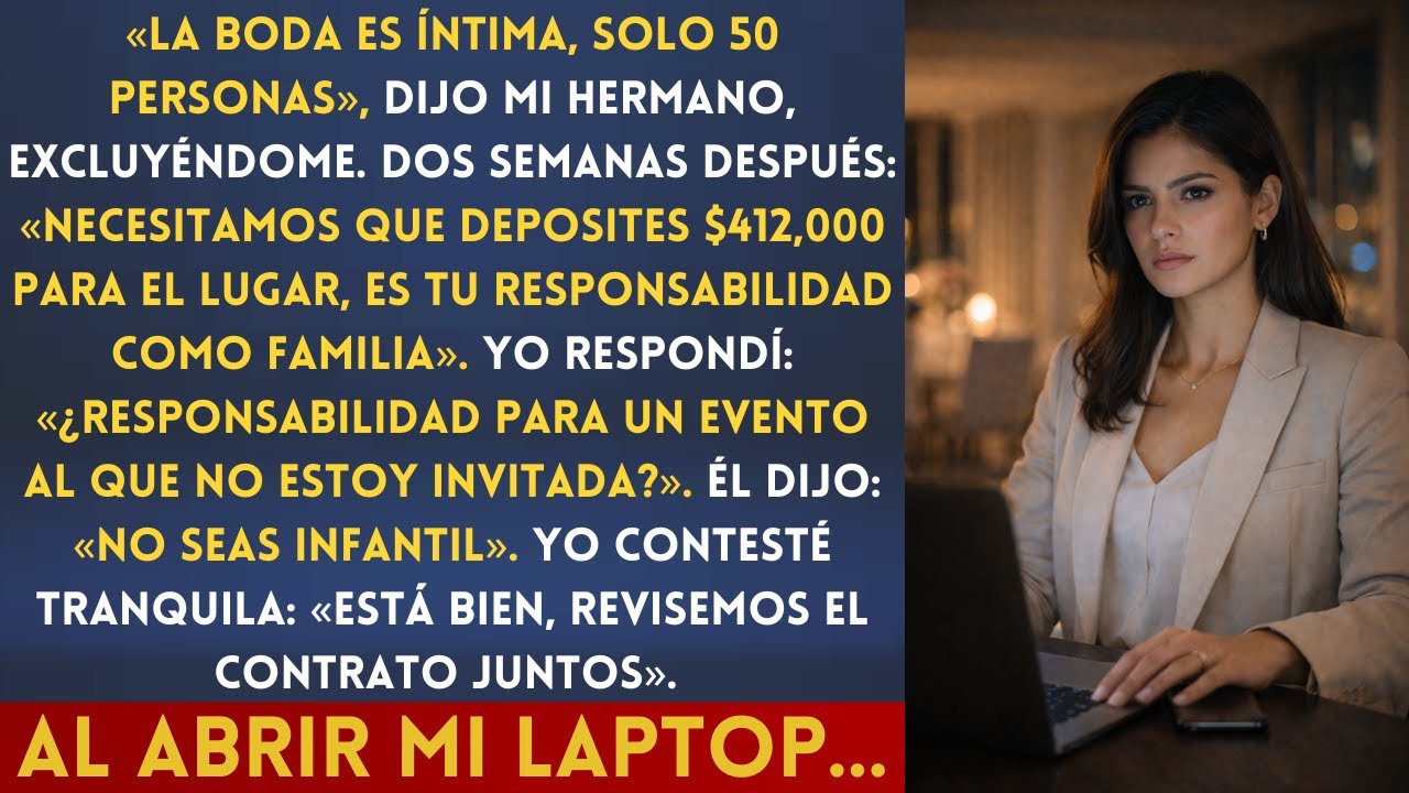 Me dijeron que la boda era 'íntima' y me excluyeron. Después recibí un mensaje: Necesitamos $412,000