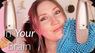 ASMR Strong Deep Ear Sounds & Close Sensitive Whisper  Scratchy Mic Brushing, Soft Brain Massage +