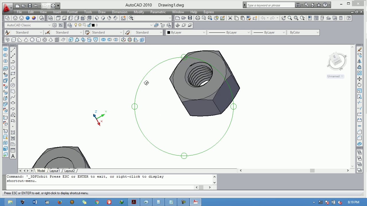 tutorial autocad 2010 membuat mur baut dan ulir  3d YouTube