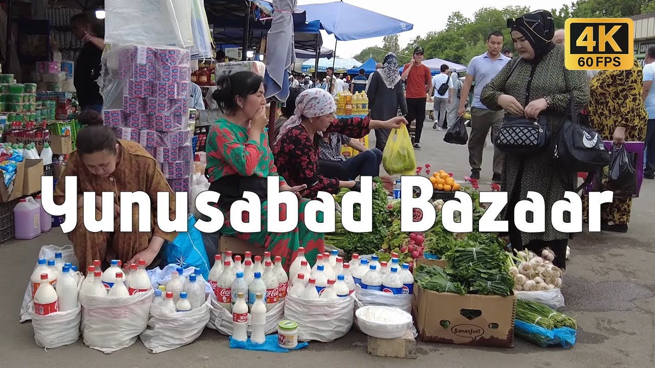 Yunusabad Market Walk – From School 246 to MegaPlanet Mall | Tashkent 4K