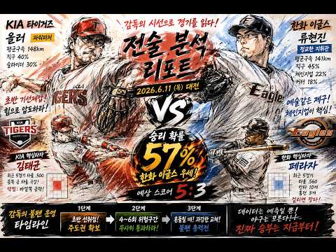 6월11일 KBO KIA 타이거즈 vs 한화 이글스 스포츠분석 프로토분석 토토분석 경기분석 조합픽공유