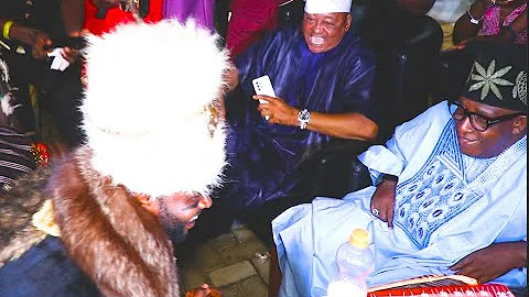 Femi Adebayo Goes down On His Knees To Greet His Dad, Oga Bello, Jide Kosoko, Joke Silve At Premiere