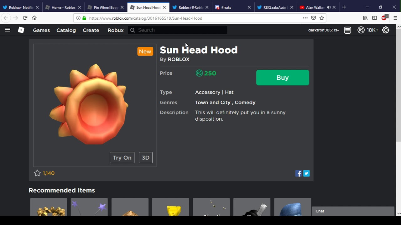 New Pin Wheel Boppers And Sun Head Hood Roblox Youtube - pin head roblox