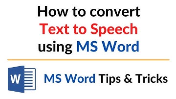 How to Convert Text to Speech using MS Word