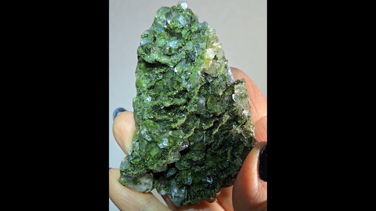 Epidote specimen with rainbow DT quartz - ED3