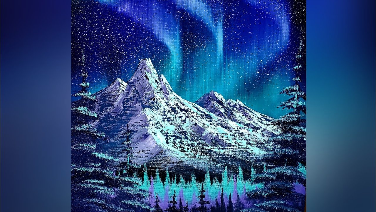 Ross Style Northern Lights by CRI Bram - Beginner painting in Oil - YouTube