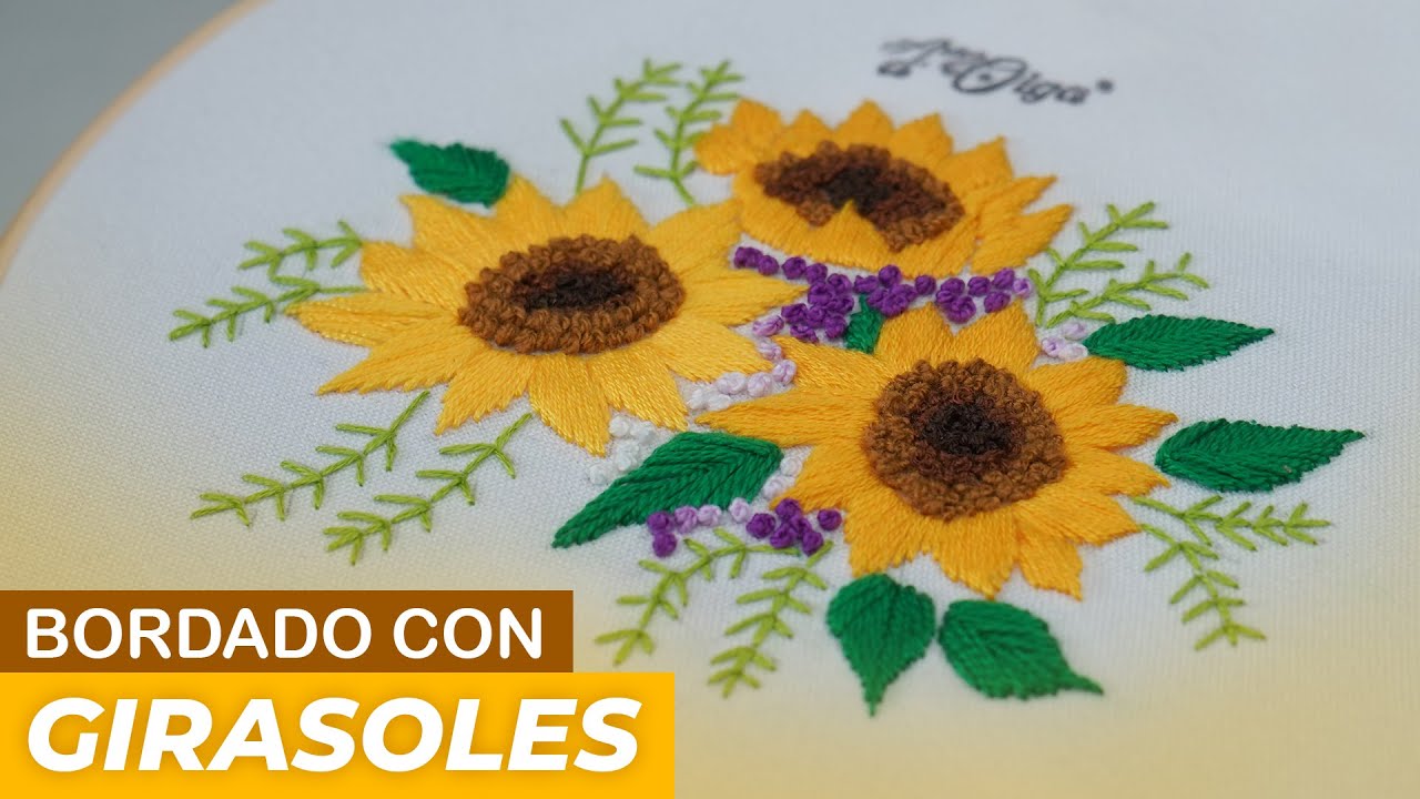 Girasoles Bordados a Mano Paso a Paso | Sunflower Embroidery Design -  thptnganamst.edu.vn