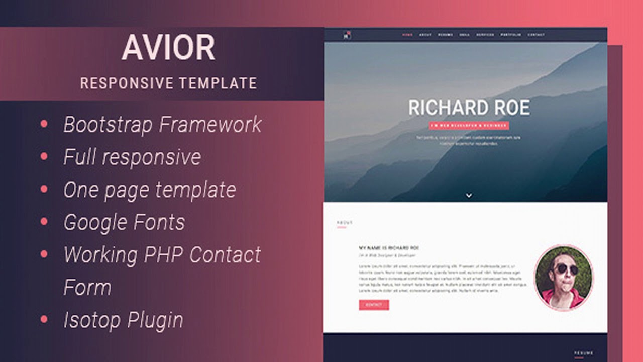 Avior - Responsive Portfolio Template | Themeforest Website Templates ...
