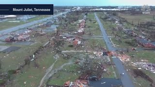 Raw drone video: Tornado damage in Nashville, Tenn.