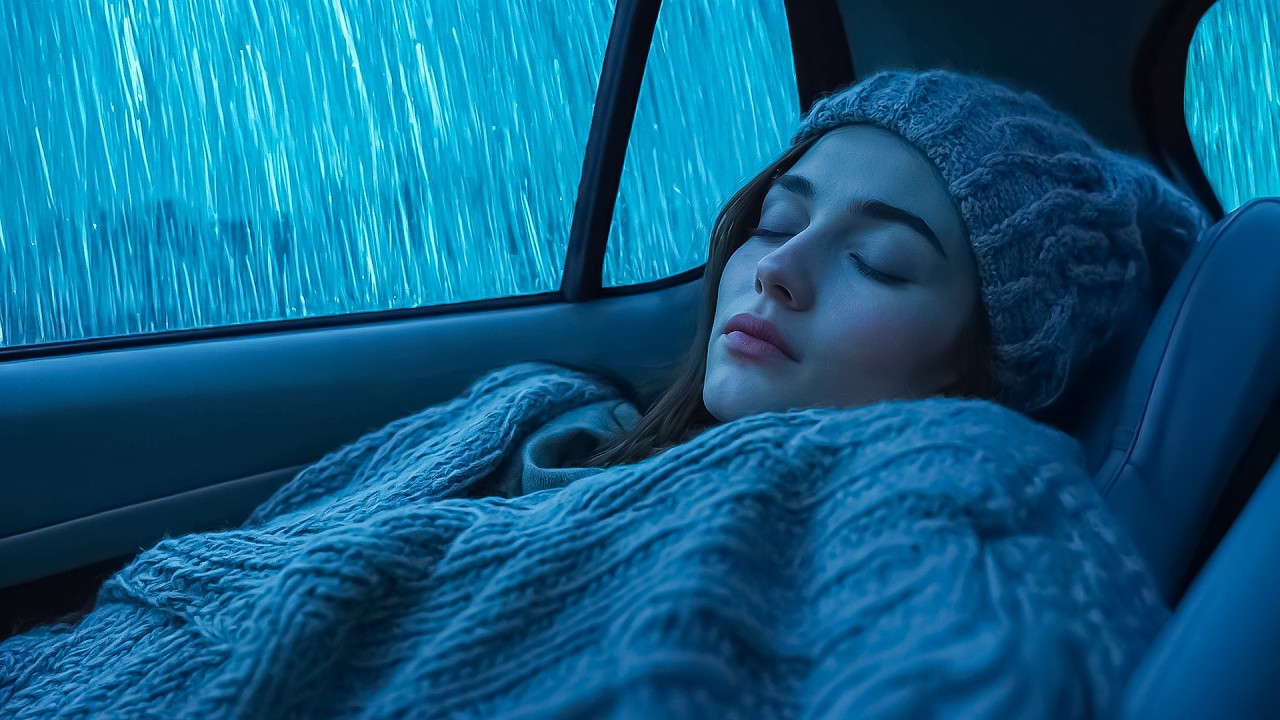 Sono em Paz: Chuva Extremamente Pesada e Trovões no Carro Aconchegante na Floresta