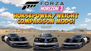 Forza Horizon 3 - Modding Comparison - 1000Hp1000Kg Vs 100Hp100Kg Vs 1Hp1Kg