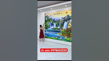 Tranh dán tường 3D sơn thuỷ hữu tình mẫu đẹp